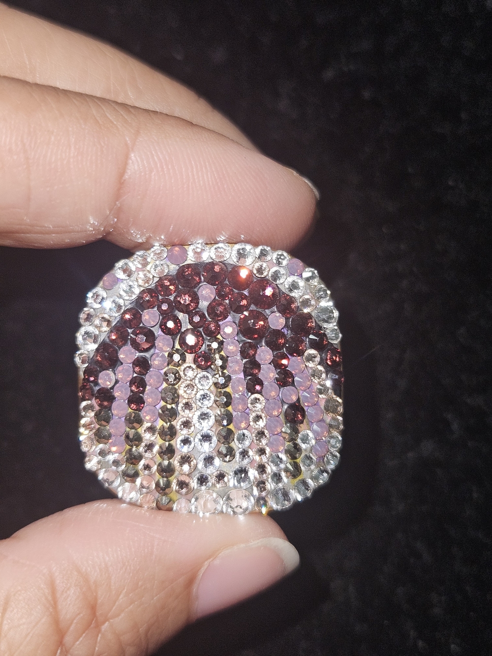 Crystal Dome Cocktail Ring in Burgundy and Clear - Women Jewelry